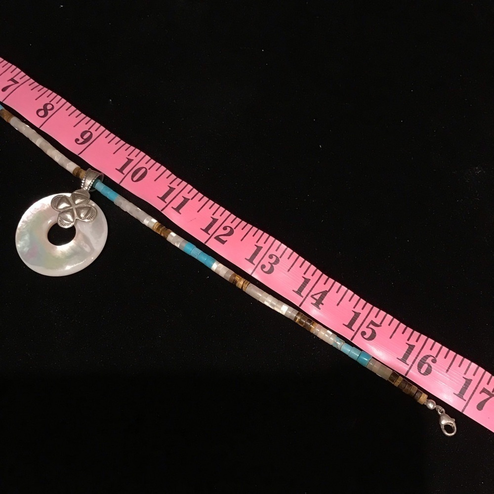 Shube Dakota West Sterling Mother of Pearl Pendant Heishi Bead Necklace - Picture 8 of 8